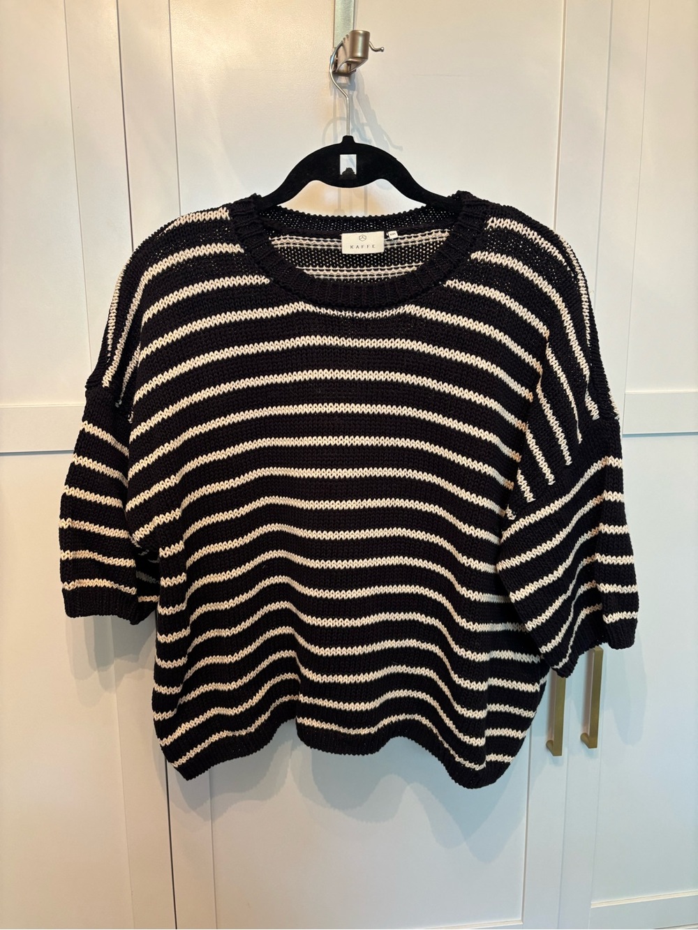 Black & White Striped Crew Sweater